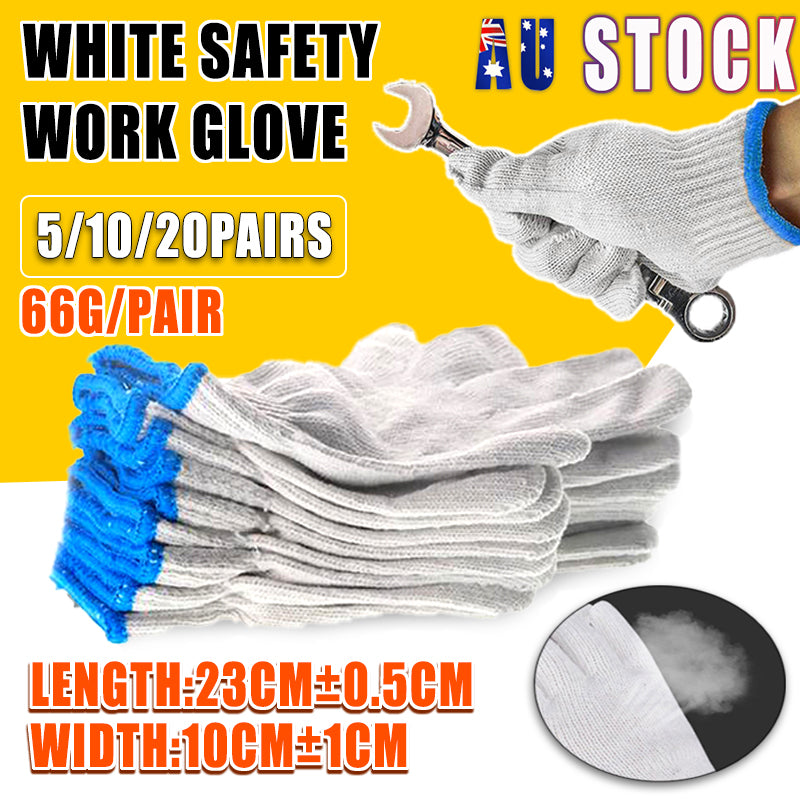 White Safety Work Glove Knitted Cotton Heavy Duty Factory Warehouse
