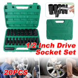 20-Piece 1/2-In Drive Socket Set 8–32 mm with Storage Case