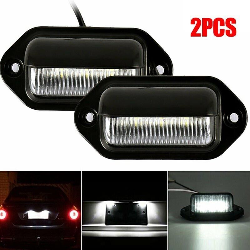 2PCS 6 LED License Plate Light for Truck SUV Trailer Lorry 12V 24V