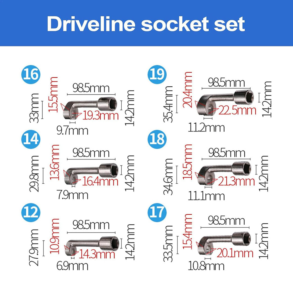 6PCS L-Shaped Hex Wrench Set CR-MO Steel for Car Repair