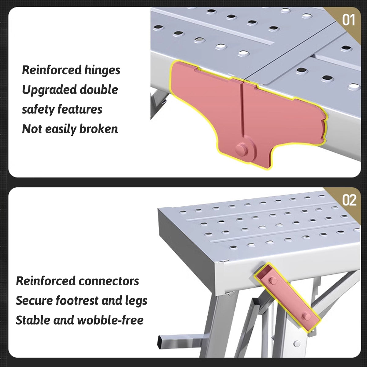 Folding Scaffolding Platform Galvanized Steel 150kg Load