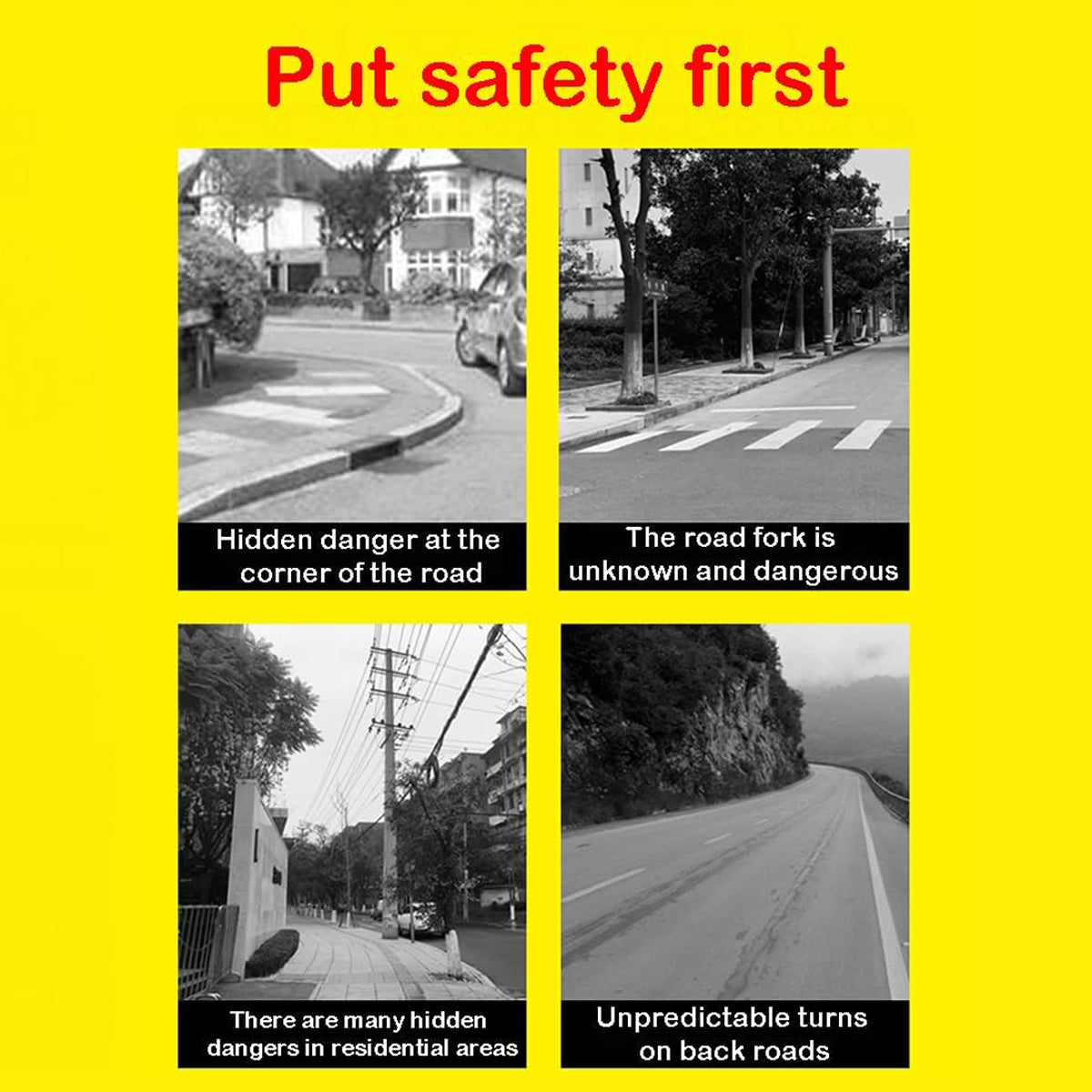 60cm Road Traffic Safety Convex Mirror Wide-Angle Red Frame