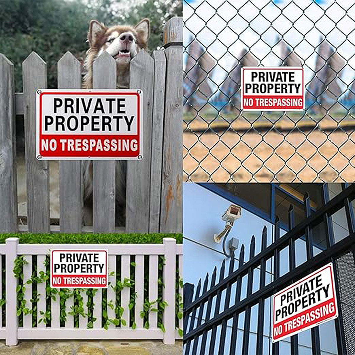 4PCS Reflective Surveillance Warning Signs Metal Security Camera Notice Durable