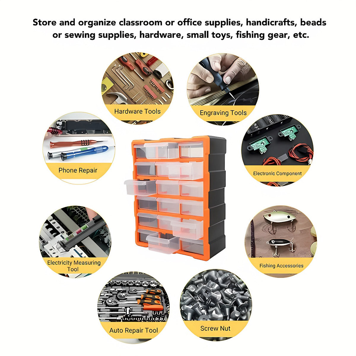 Tool Storage Bin Parts Organizer Drawer Cabinet with Dividers