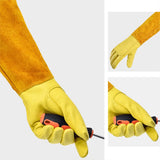 Cylindrical Cowhide Leather Work Gloves with Extended Cuff for Warehouse Maintenance