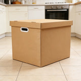 Kraft Paper Storage Box with Lid 80L Stackable Warehouse Storage 5PCS