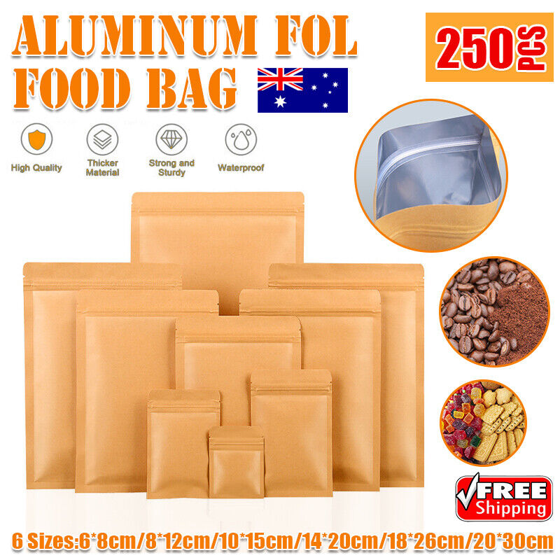 Kraft Paper Mylar Self-Seal Storage Packaging Pouches 250PCS