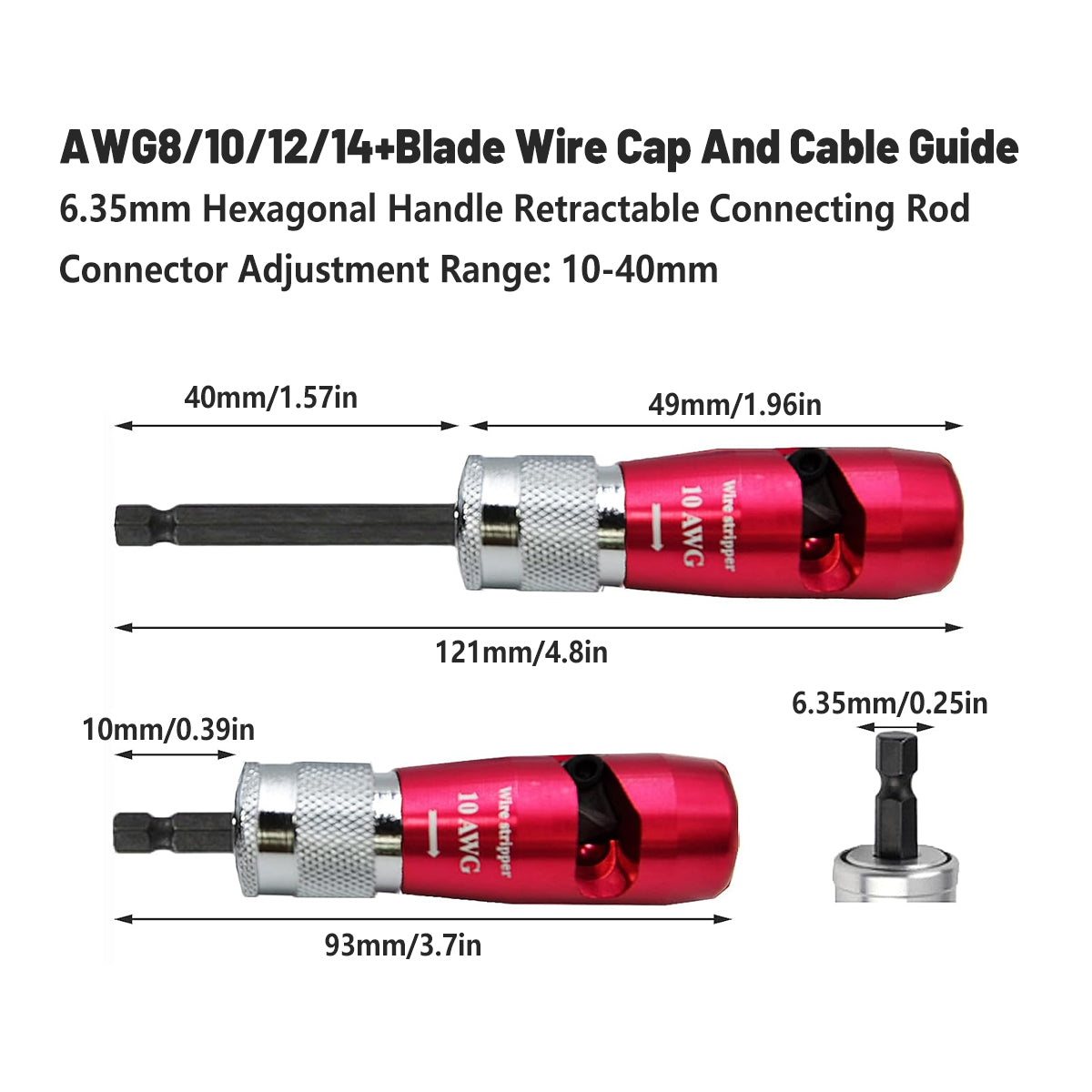 Precision Wire Stripper Set Zinc Alloy AWG 8/10/12/14 Electrical Tool