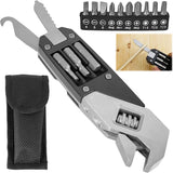 Stainless Steel Adjustable Folding Multi-Tool Wrench with Bits