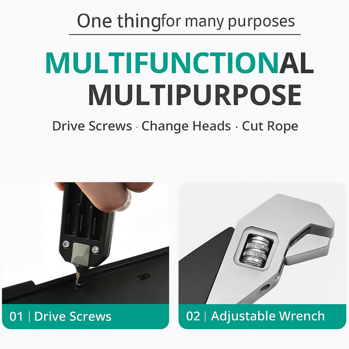 Stainless Steel Adjustable Folding Multi-Tool Wrench with Bits