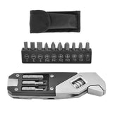 Stainless Steel Adjustable Folding Multi-Tool Wrench with Bits