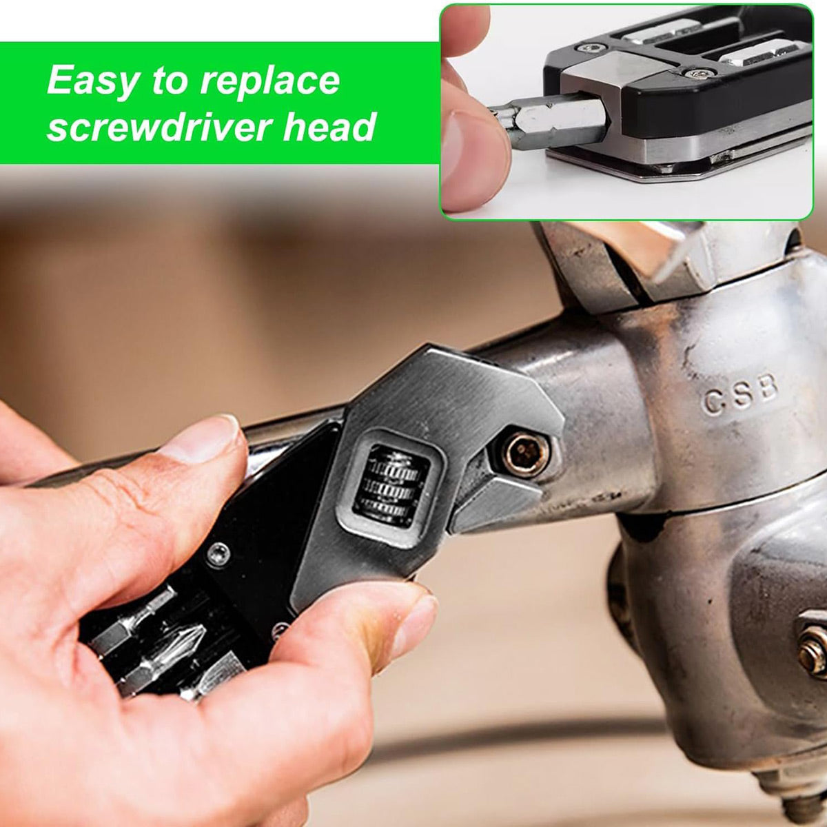 Stainless Steel Adjustable Folding Multi-Tool Wrench with Bits