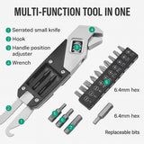 Stainless Steel Adjustable Folding Multi-Tool Wrench with Bits