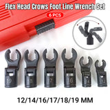 6PCS Fuel Line Wrench Set Swivel Head CR-V for Car Truck