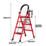 4 Step Folding Carbon Steel Heavy Duty Ladder with Tool Rack