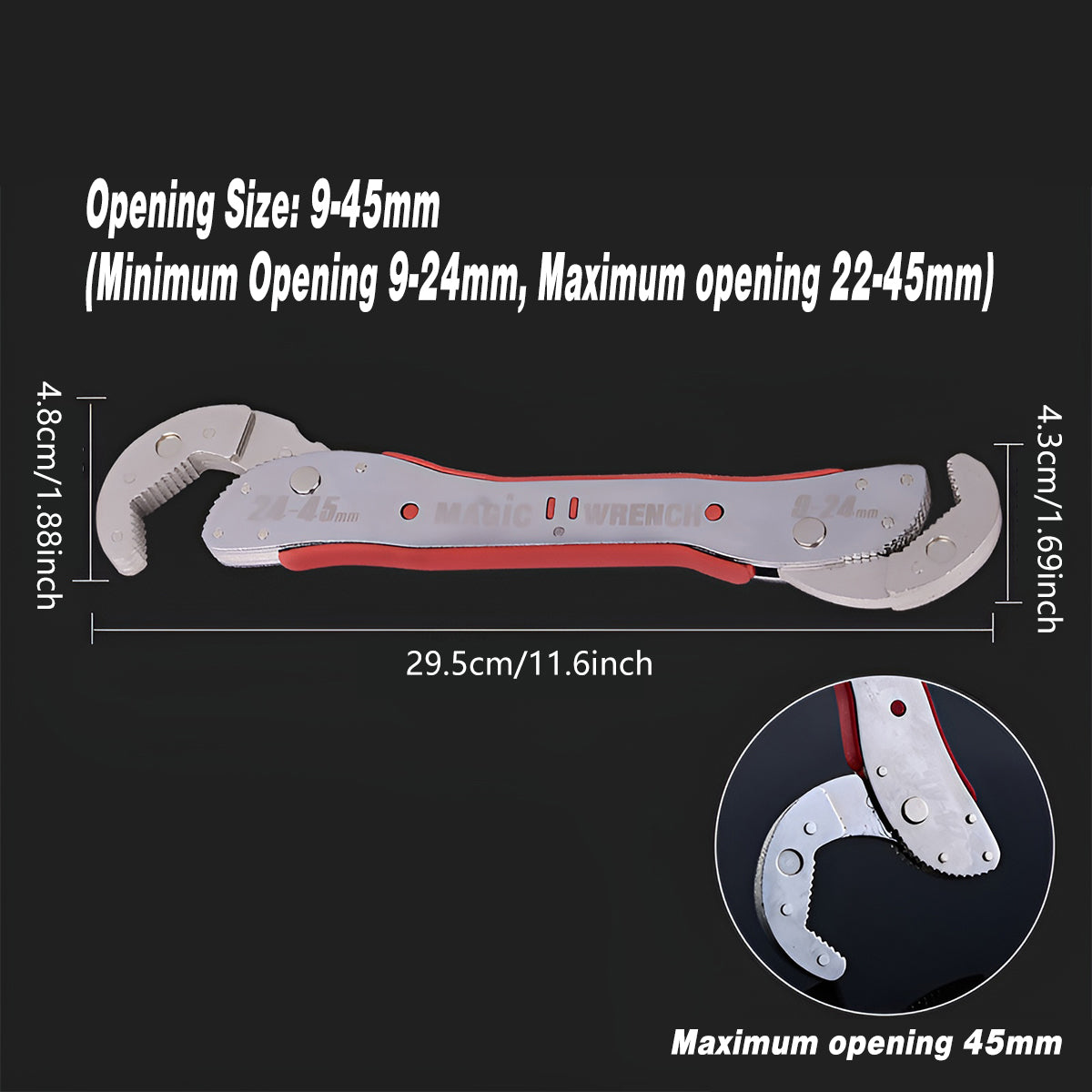 9-45mm Adjustable Magic Wrench Multifunction Quick Grip Universal Spanner