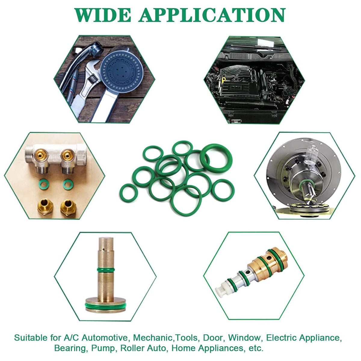 270PCS Automotive Green Rubber O-Ring Seal Repair Kit Set