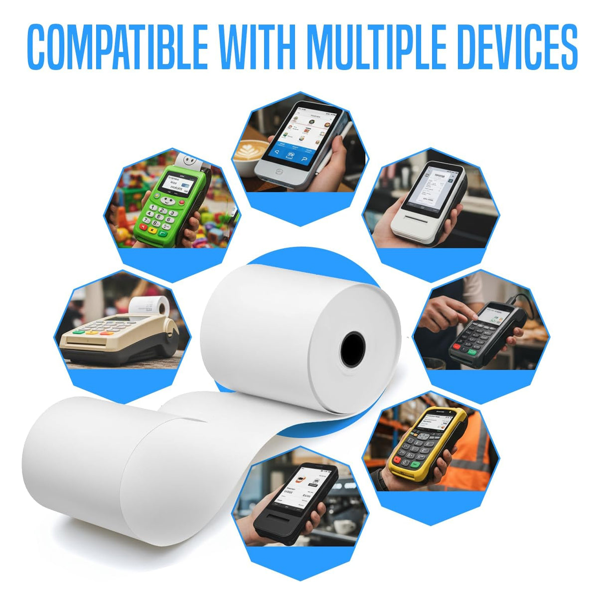 Thermal Paper Rolls 57x35mm for POS Receipt Printers 20/50 Rolls