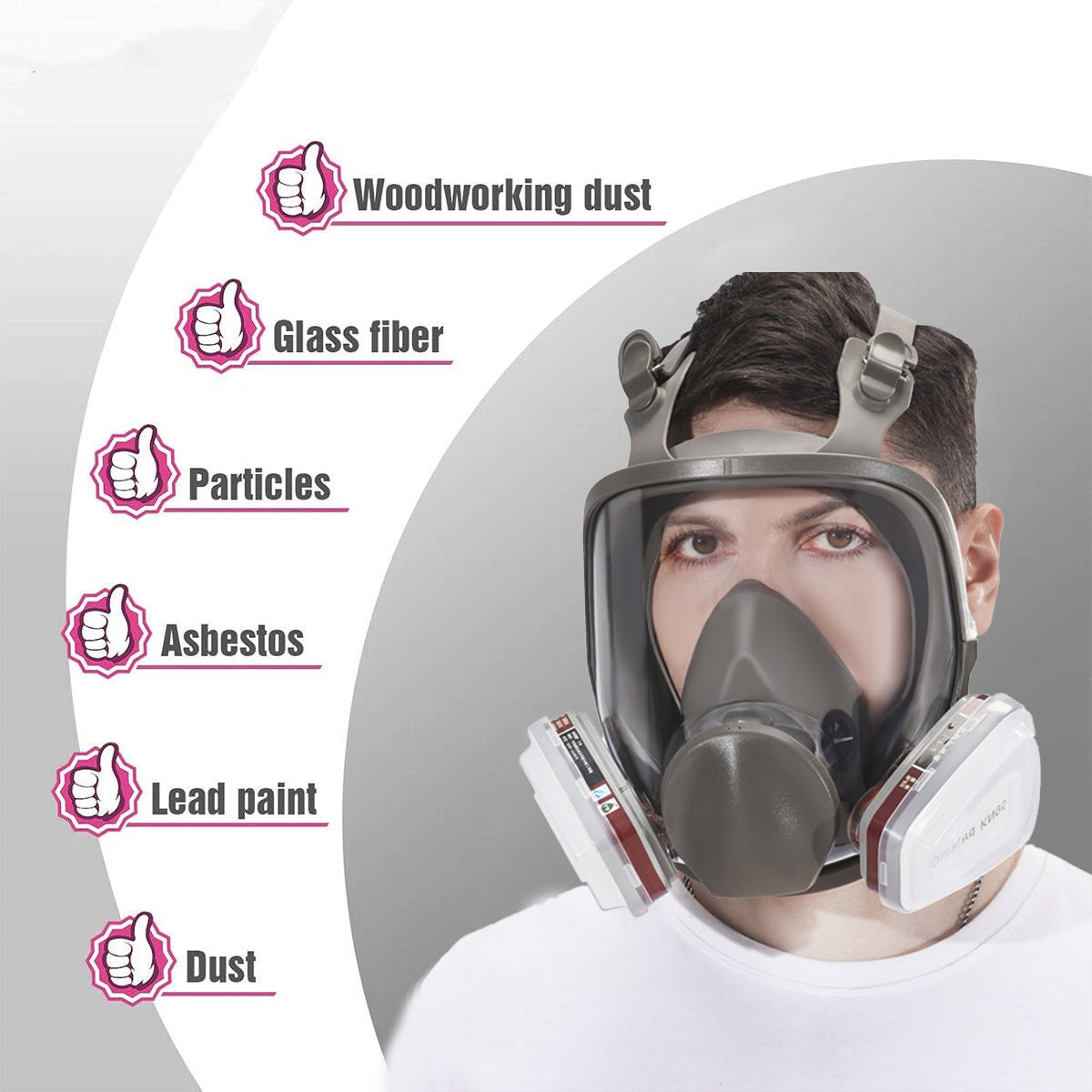 6800 Full Face Respirator Mask with Dual Filters for Painting Sanding