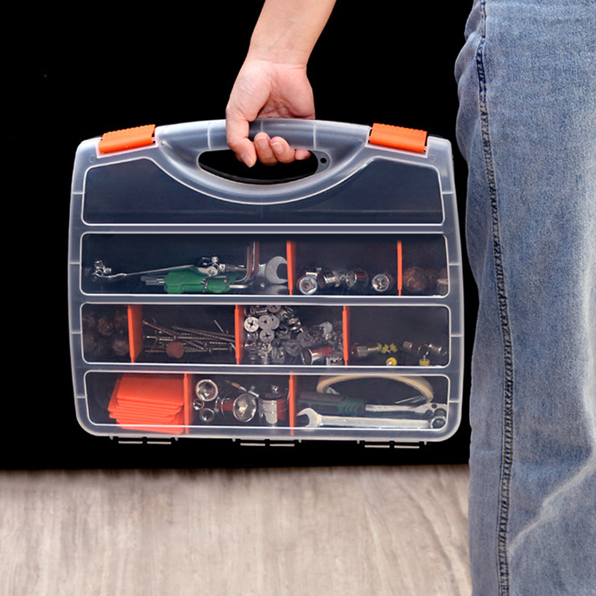 Clear Plastic Storage Box Multi Compartment Small Parts Organizer