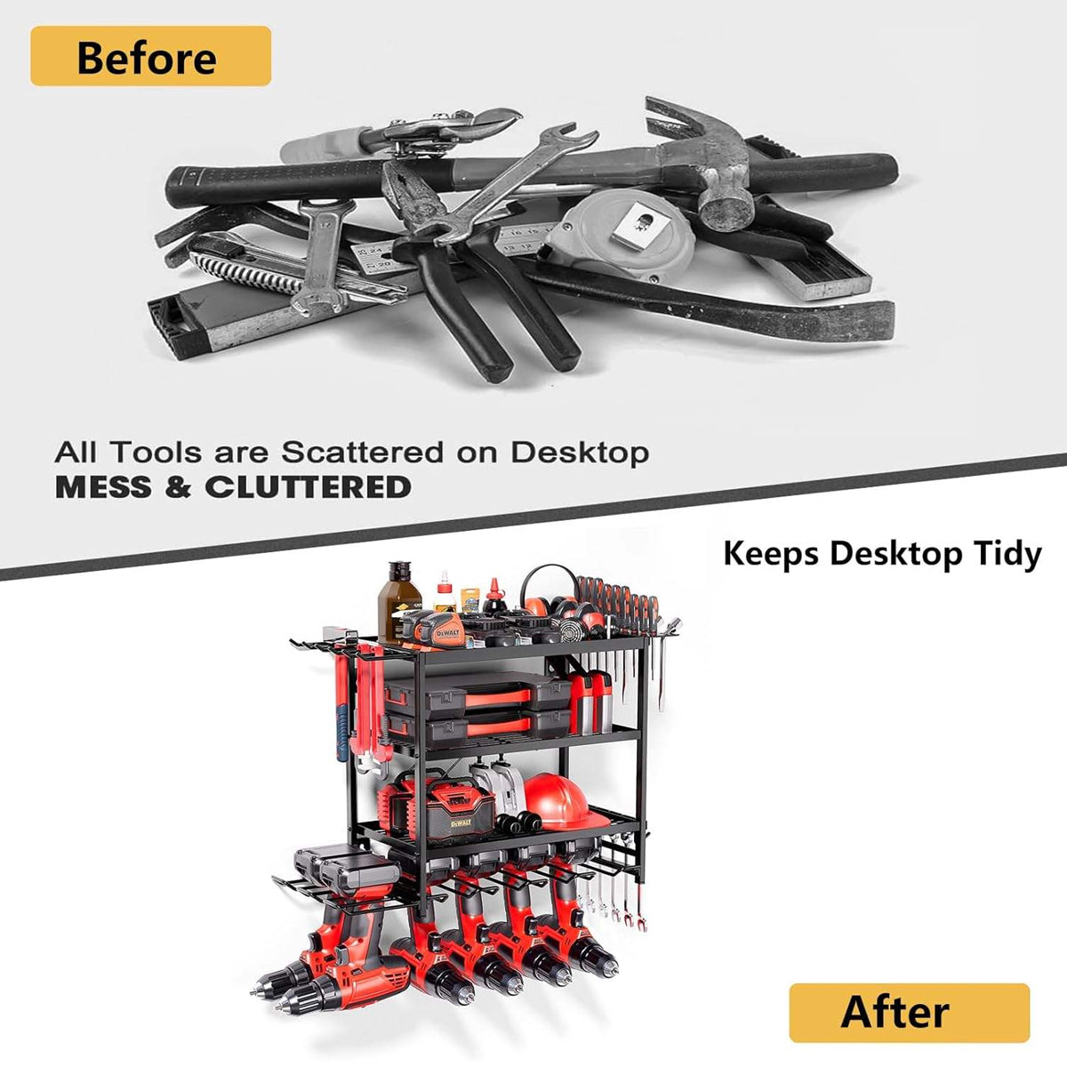 4-Layer Wall-Mounted Power Tool Storage Rack for Drill Screwdriver Organisation