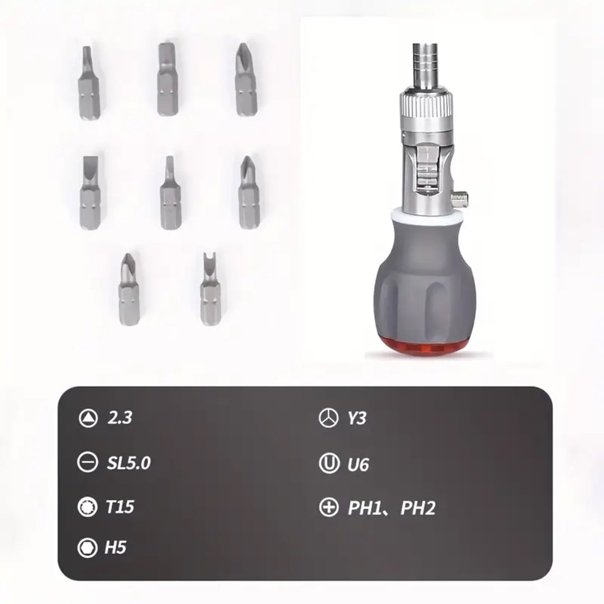 8-in-1 Multi-Angle Ratchet Screwdriver with CR-V Steel Bits