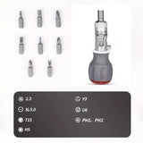 8-in-1 Multi-Angle Ratchet Screwdriver with CR-V Steel Bits