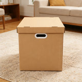 Kraft Paper Storage Box with Lid 80L Stackable Warehouse Storage 5PCS