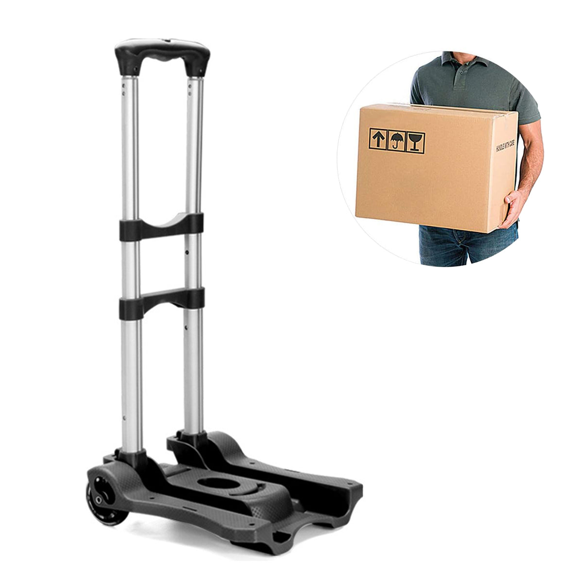 Portable Folding Hand Truck Cart Adjustable Handle 40kg Load