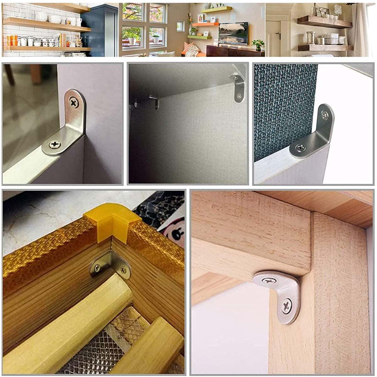 10PCS 90 Degree L-Shaped Angle Brackets Stainless Steel Furniture Support
