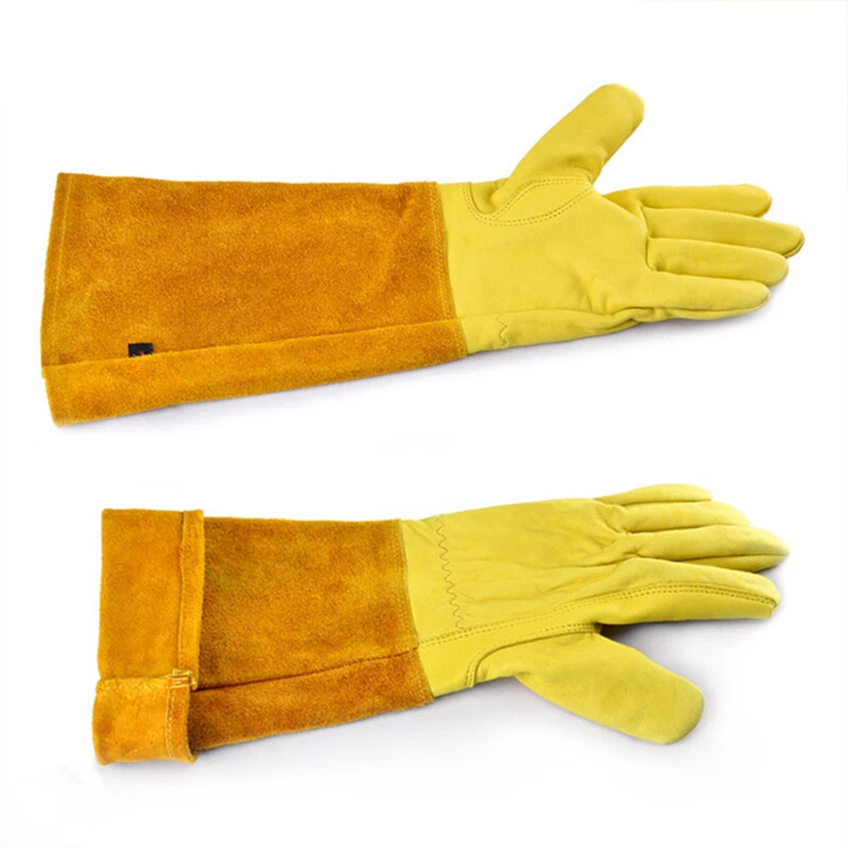 Cylindrical Cowhide Leather Work Gloves with Extended Cuff for Warehouse Maintenance
