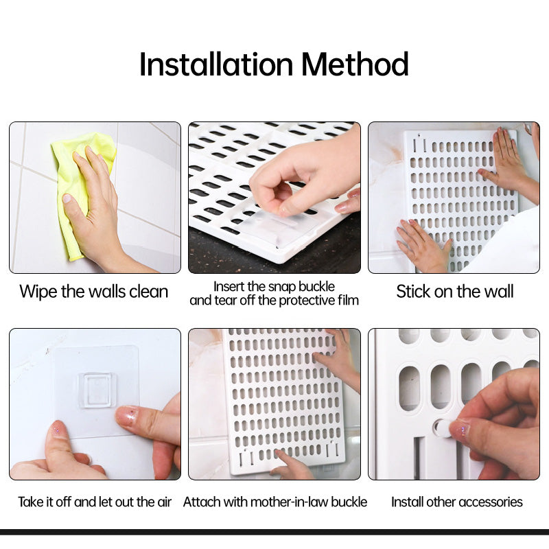 Wall Mounted Storage Rack No Drill Organizer for Home and Office