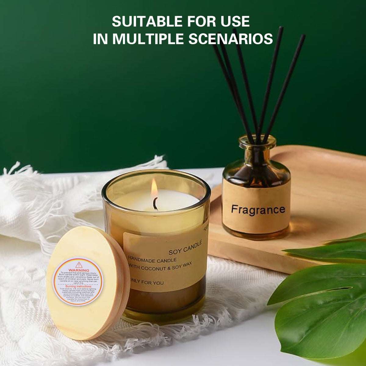 5 Rolls Candle Warning Stickers Durable Fire Safety Decals 2500PCS