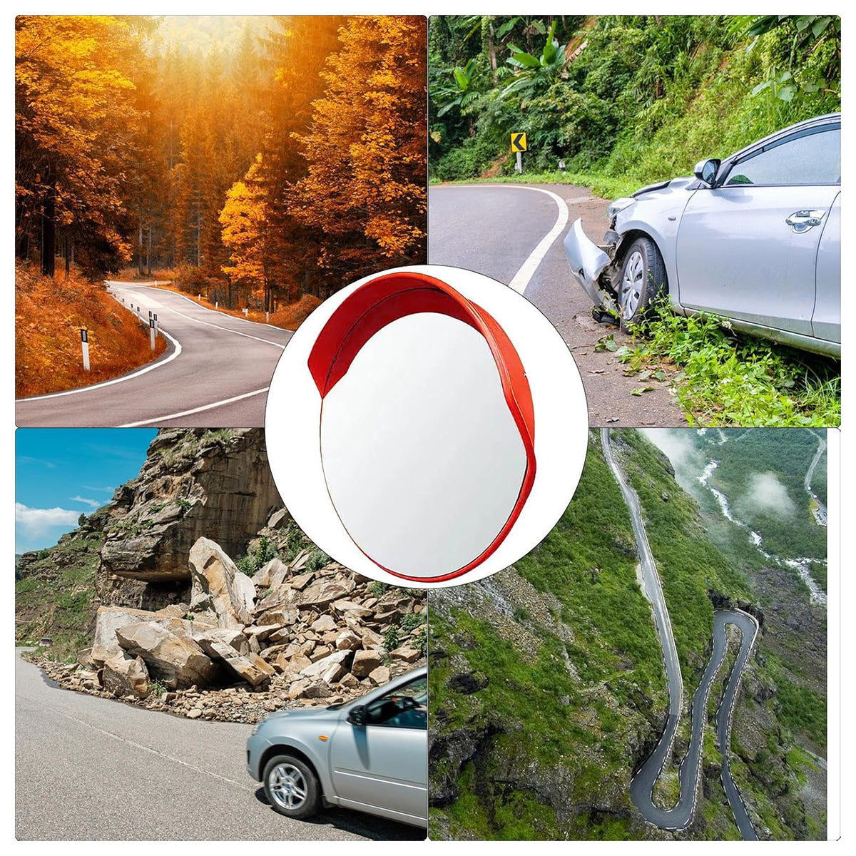 Road Safety 80cm Round Wide-Angle Convex Mirror for Outdoor Corners