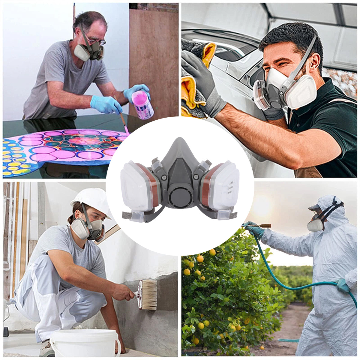 7PCS Respirator Mask Set Dual Filter Dust Protection Spray Paint