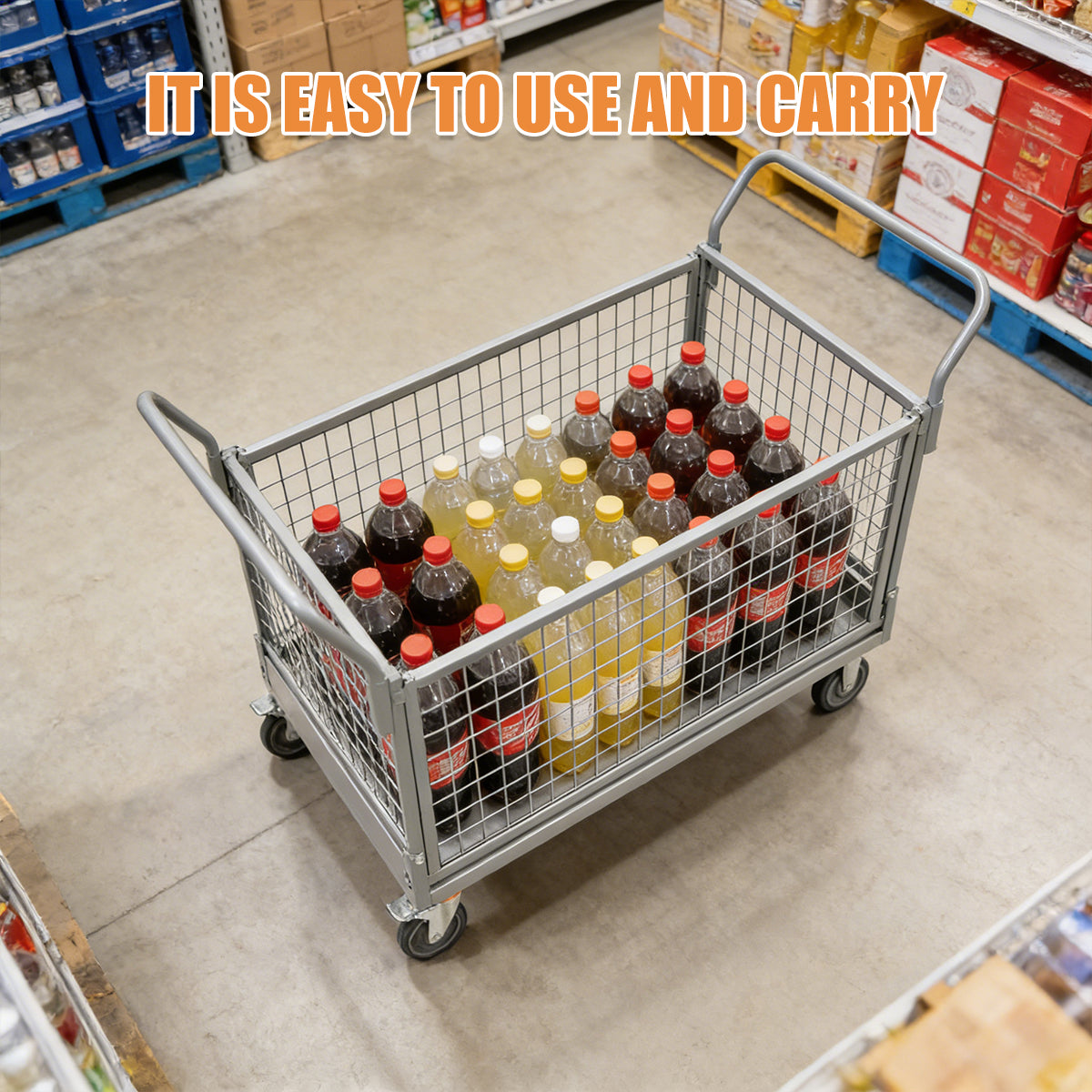 Folding Fence Vehicle Metal Mesh Cart for Warehouse Transport