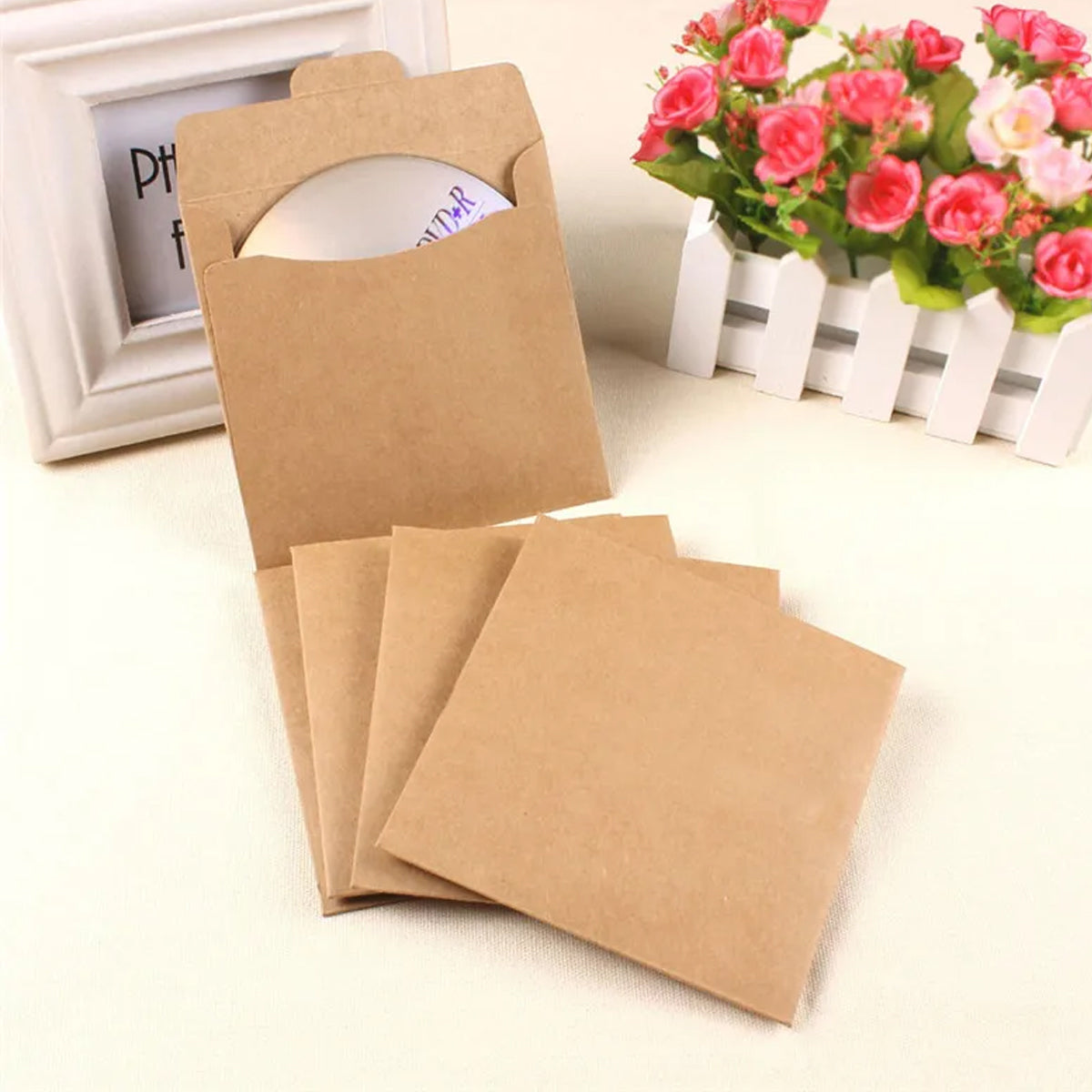 50PCS Kraft Paper CD Envelopes Brown Card Document Holders