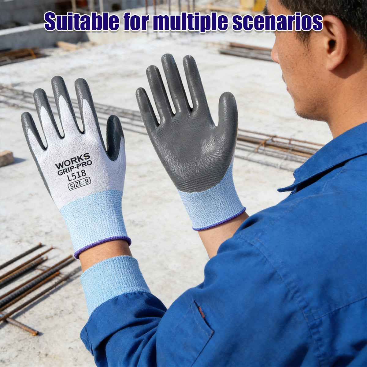 N518 Nitrile Coated Work Gloves Non Slip Safety Labor Gloves 20Pairs