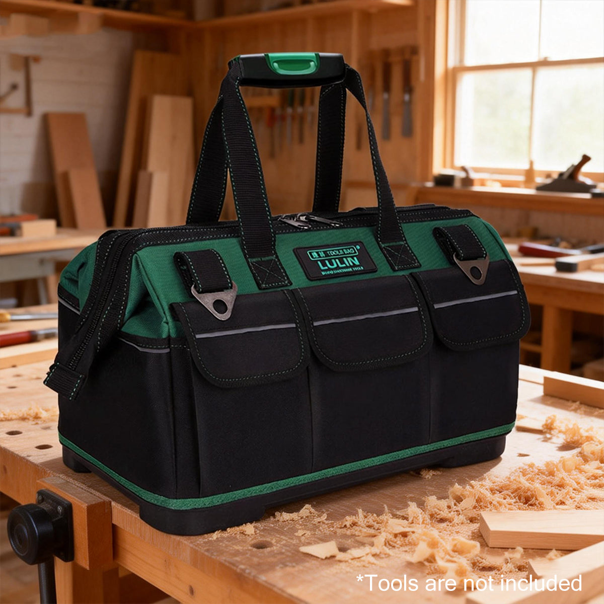 Multifunction Tool Bag 52cm Portable Large Capacity Work Tote with Hard Bottom