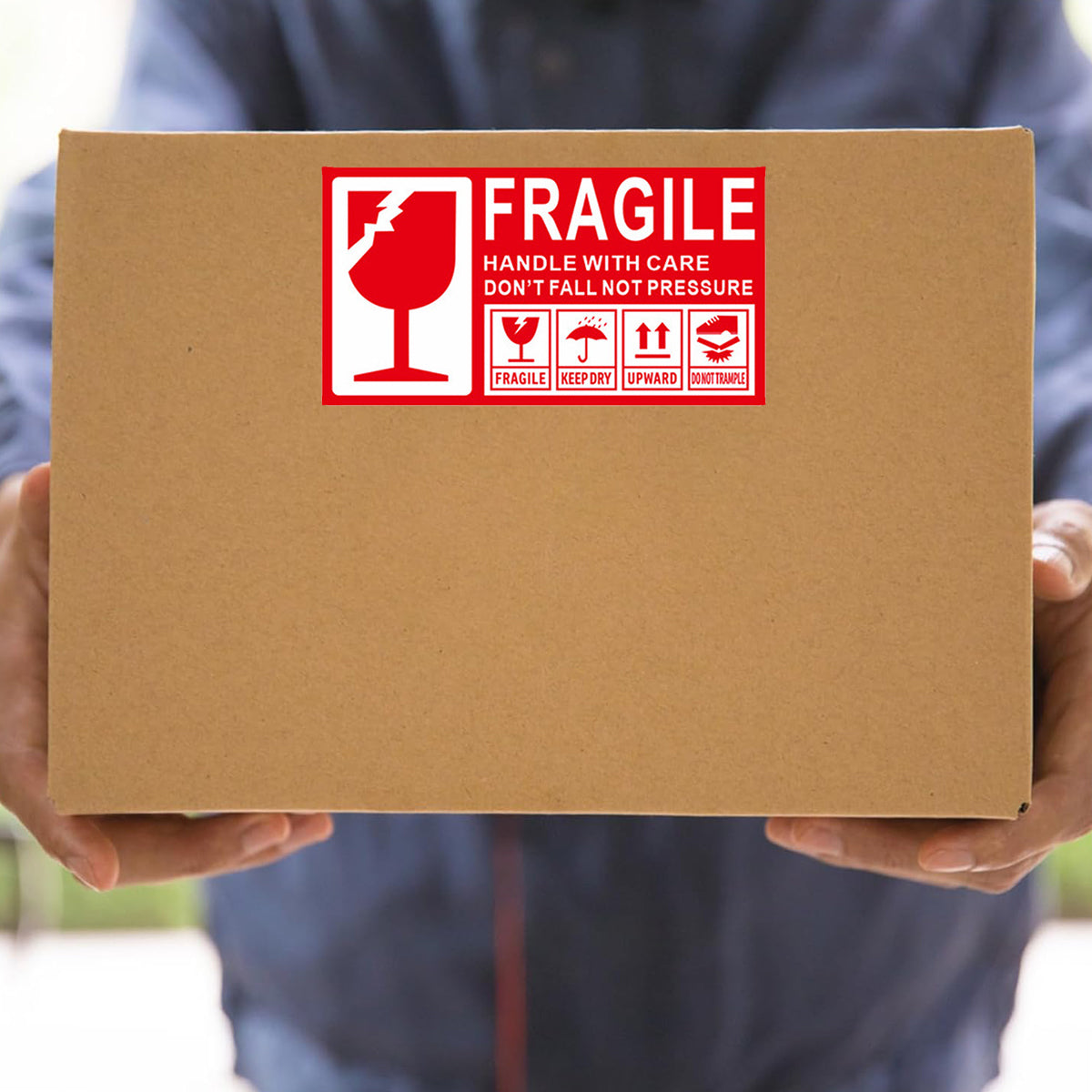 Fragile Warning Self Adhesive Shipping Stickers Red
