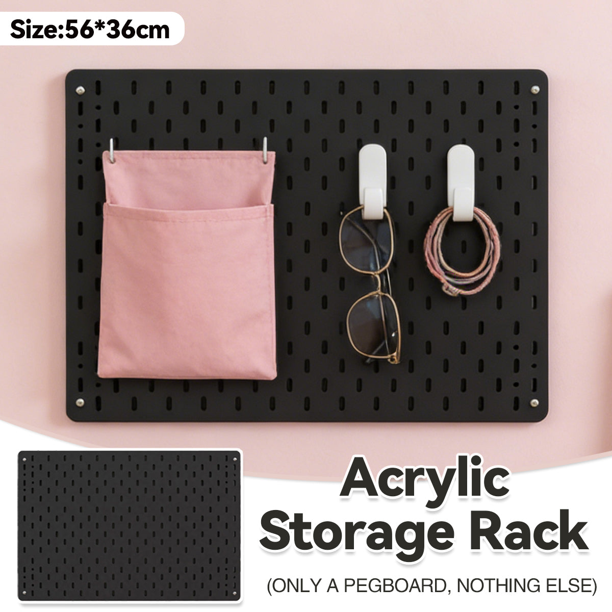 Acrylic Pegboard Wall Storage Display Rack 56×36cm