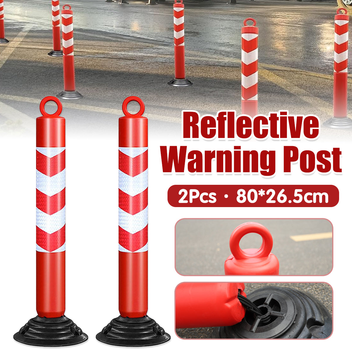 2PCS Reflective Warning Post with Detachable Rubber Base Safety Guide
