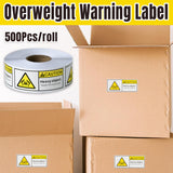 Overweight Warning Label Sticker Roll 500pcs Shipping Alert