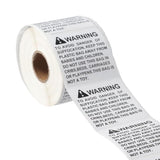 Anti-Choking Warning Labels Water-Based Adhesive 3 Size Options