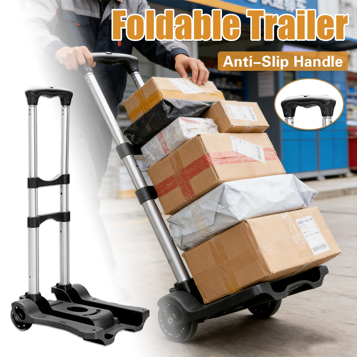 Portable Folding Hand Truck Cart Adjustable Handle 40kg Load