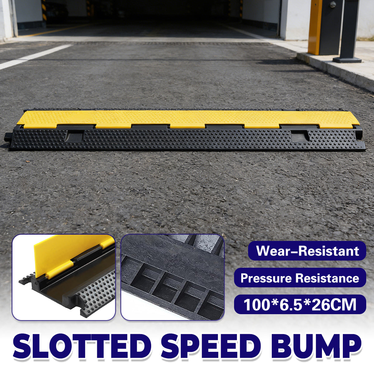 Slotted Rubber Speed Bump with Flip Cover Reflective Modular Design
