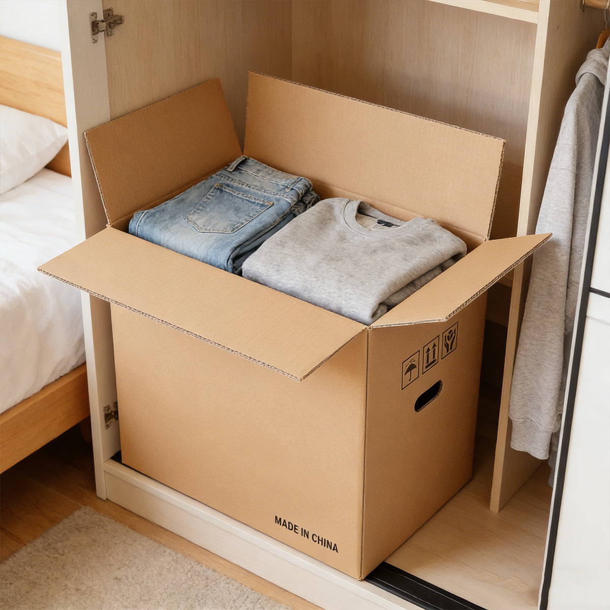 10PCS Corrugated Cardboard Moving Boxes with Built-In Handles