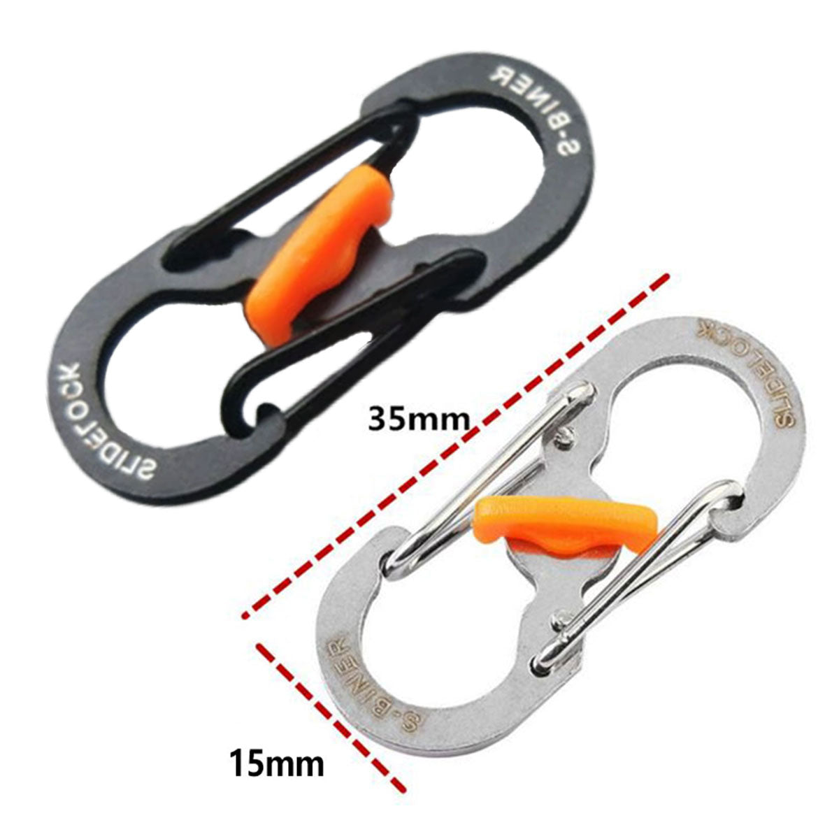 Aluminum S-Biner Carabiner Keychain Clip Spring Hook 1–2PCS