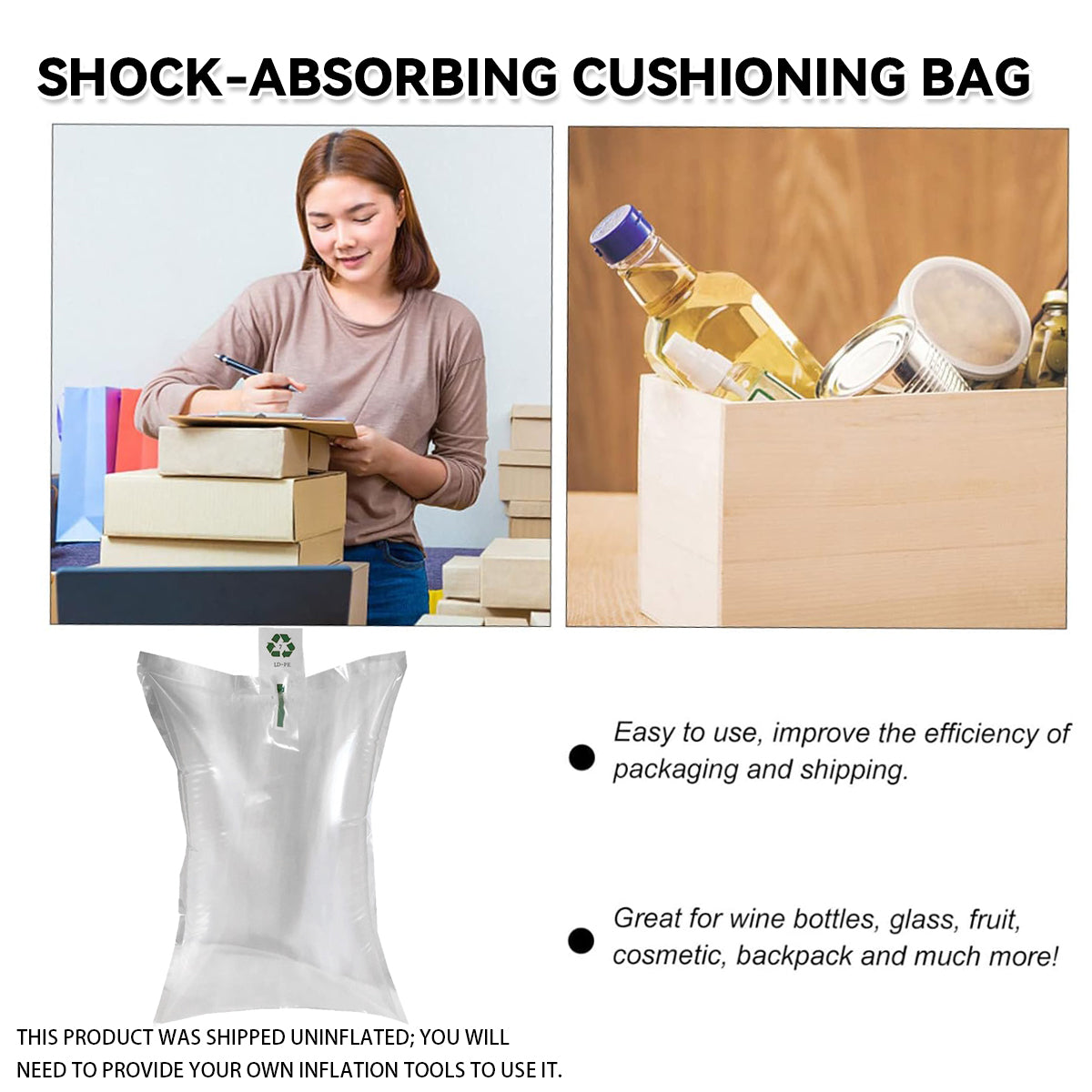 Inflatable Cushioning Bags Shockproof Clear Protective Packaging 100PCS