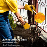 Golden Yellow Cowhide Full Finger Work Gloves for Warehouse Maintenance